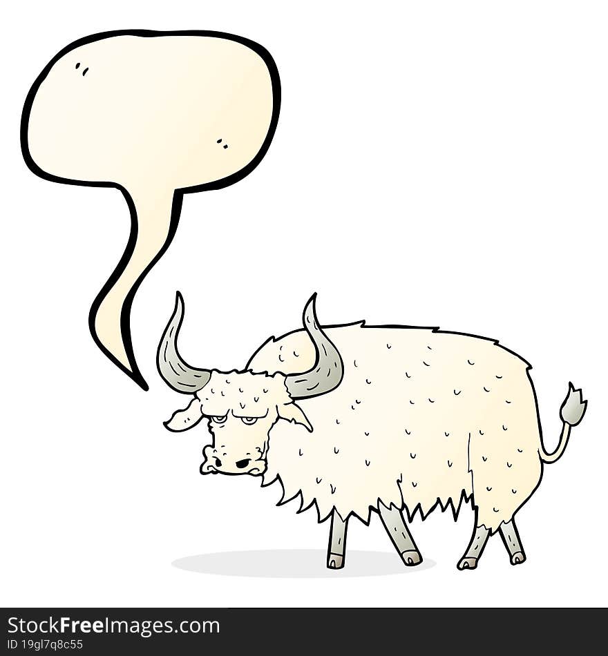 cartoon annoyed hairy ox with speech bubble