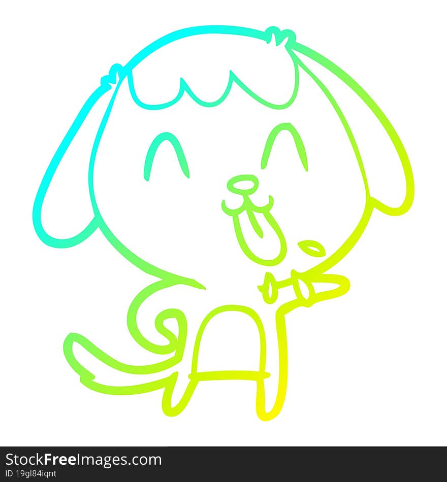 cold gradient line drawing of a cute cartoon dog