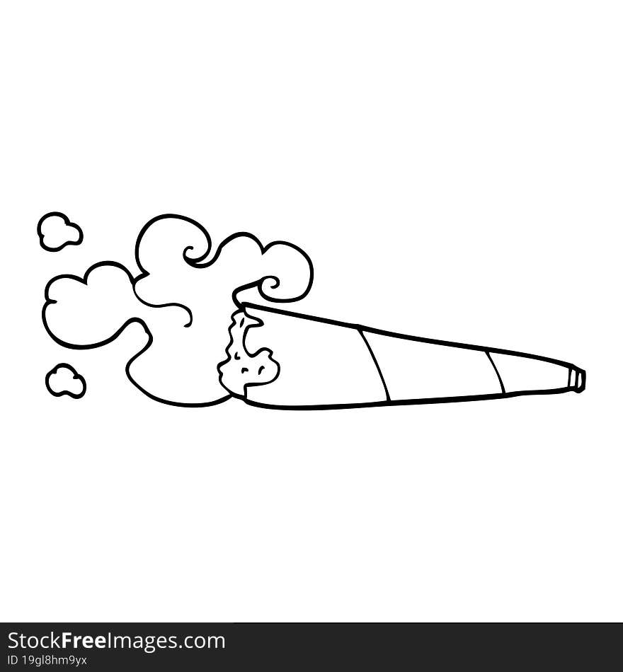 line drawing cartoon smoking joint