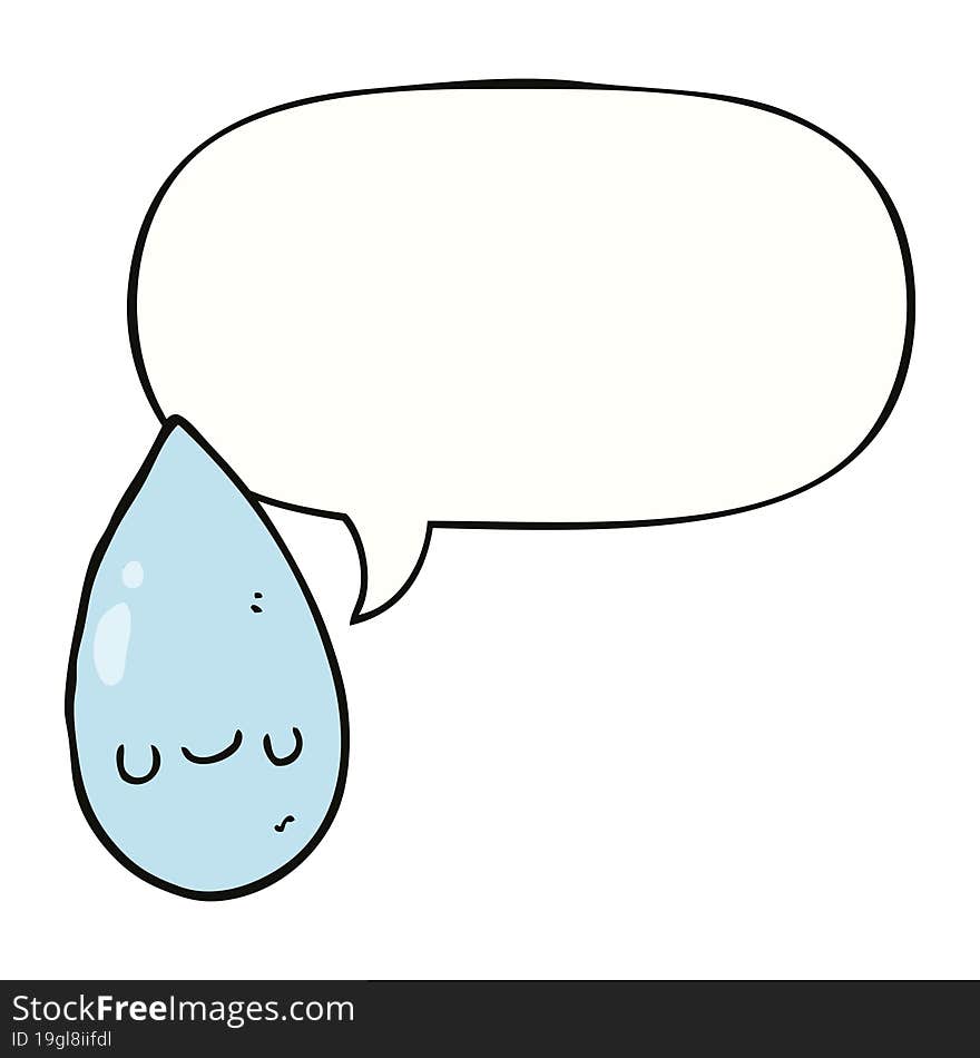 cartoon cute raindrop and speech bubble