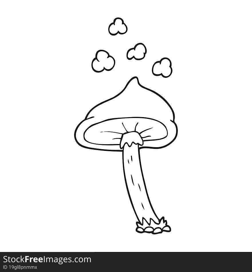 black and white cartoon mushroom