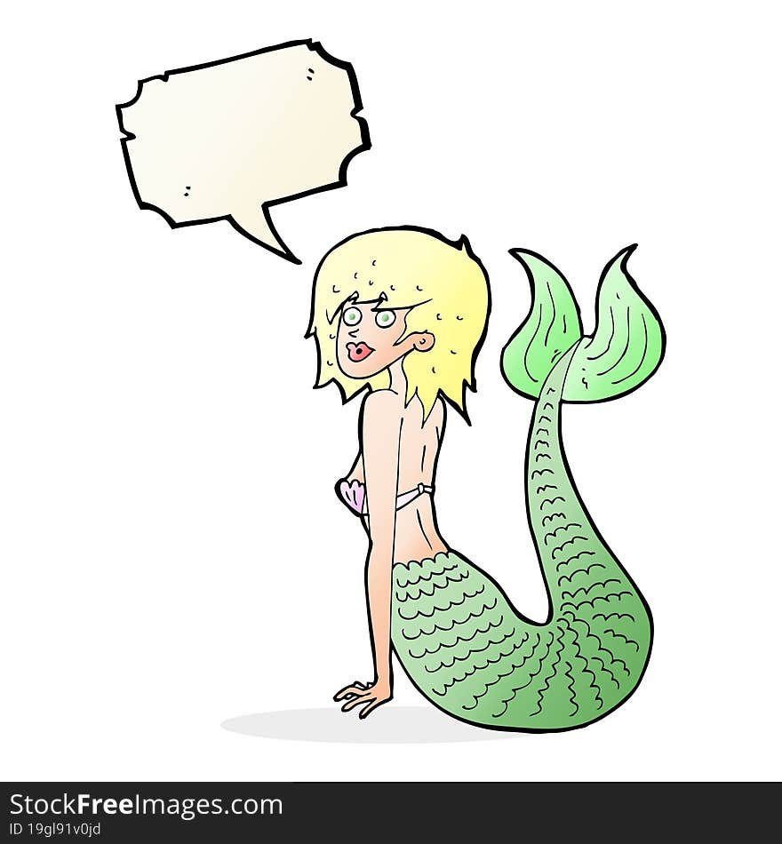 cartoon mermaid with speech bubble