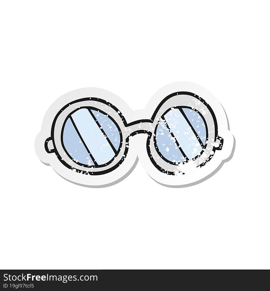 retro distressed sticker of a cartoon glasses