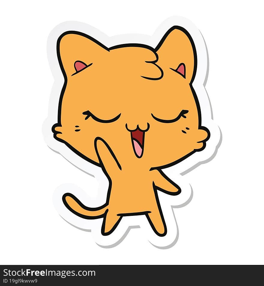 sticker of a happy cartoon cat