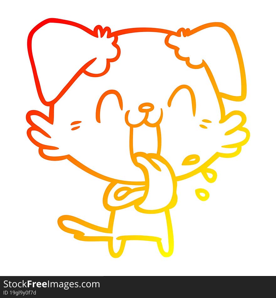 warm gradient line drawing cartoon panting dog