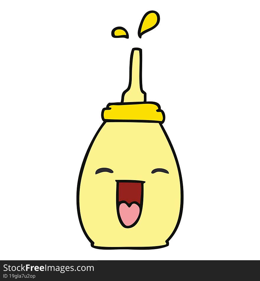 hand drawn quirky cartoon happy mustard bottle. hand drawn quirky cartoon happy mustard bottle