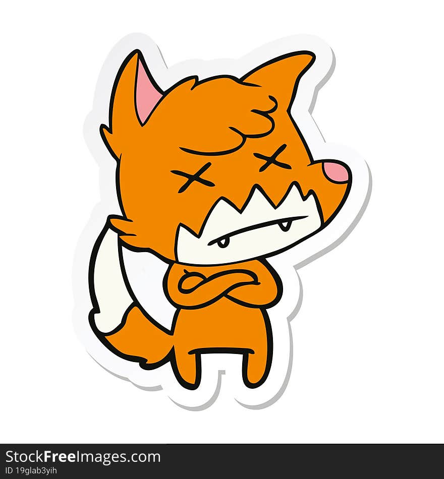 sticker of a cartoon dead fox