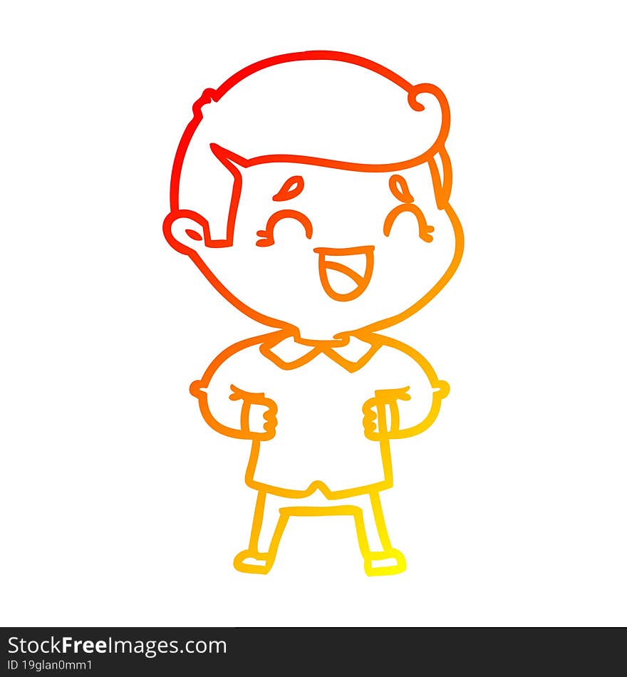 warm gradient line drawing of a cartoon laughing man