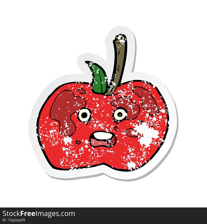 retro distressed sticker of a cartoon apple