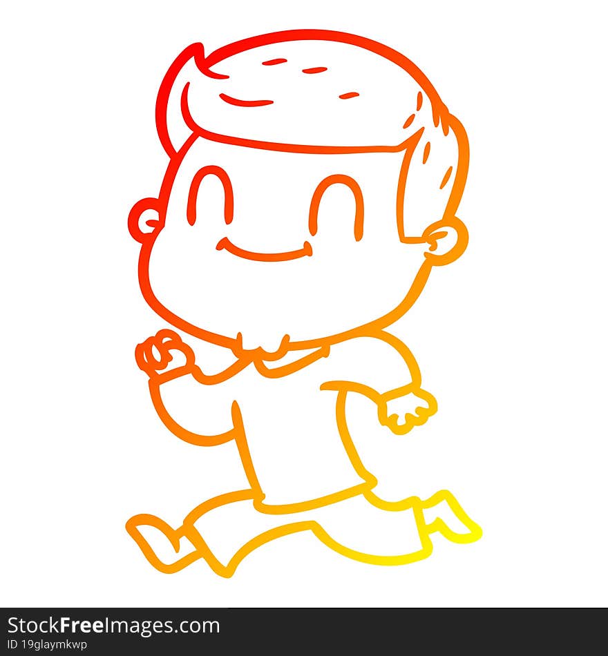 warm gradient line drawing of a cartoon friendly man