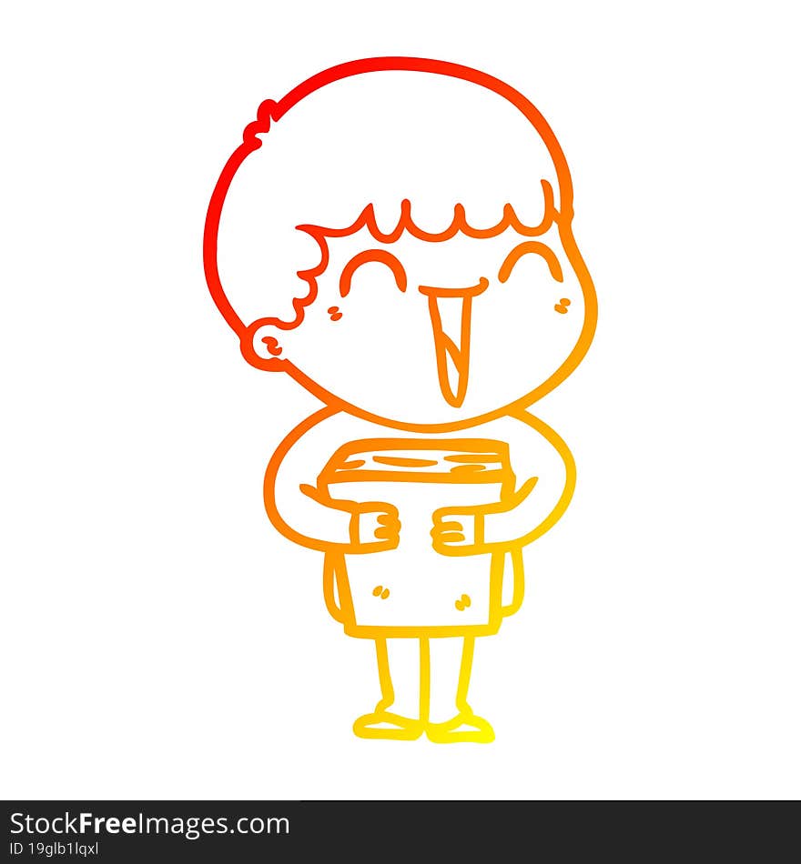 warm gradient line drawing of a cartoon happy man