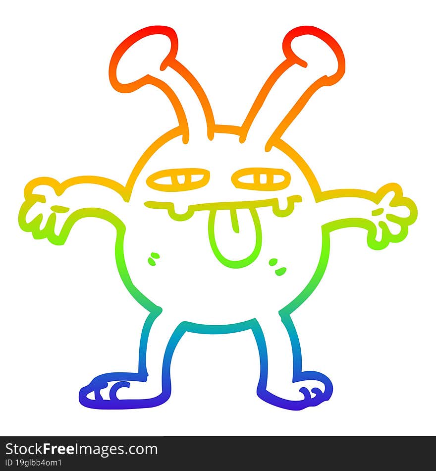 rainbow gradient line drawing of a cartoon monster