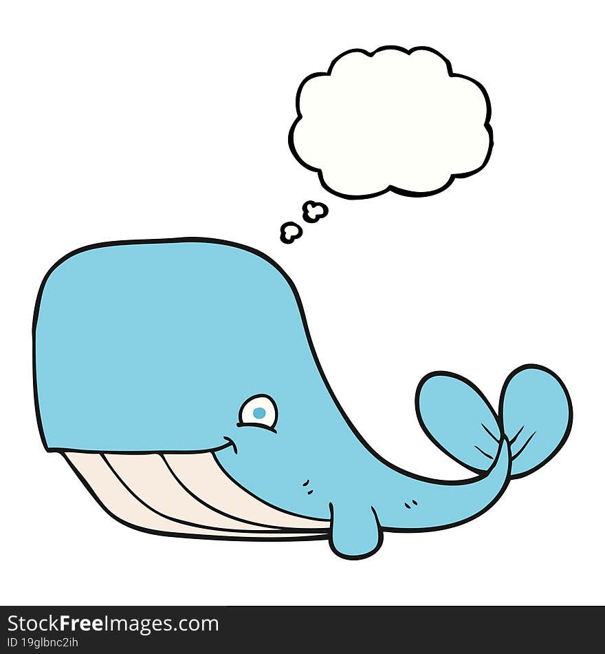 freehand drawn thought bubble cartoon happy whale