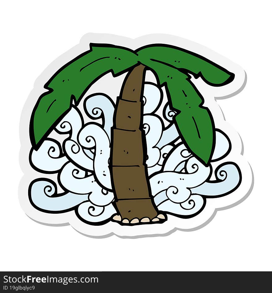 sticker of a cartoon palm tree symbol