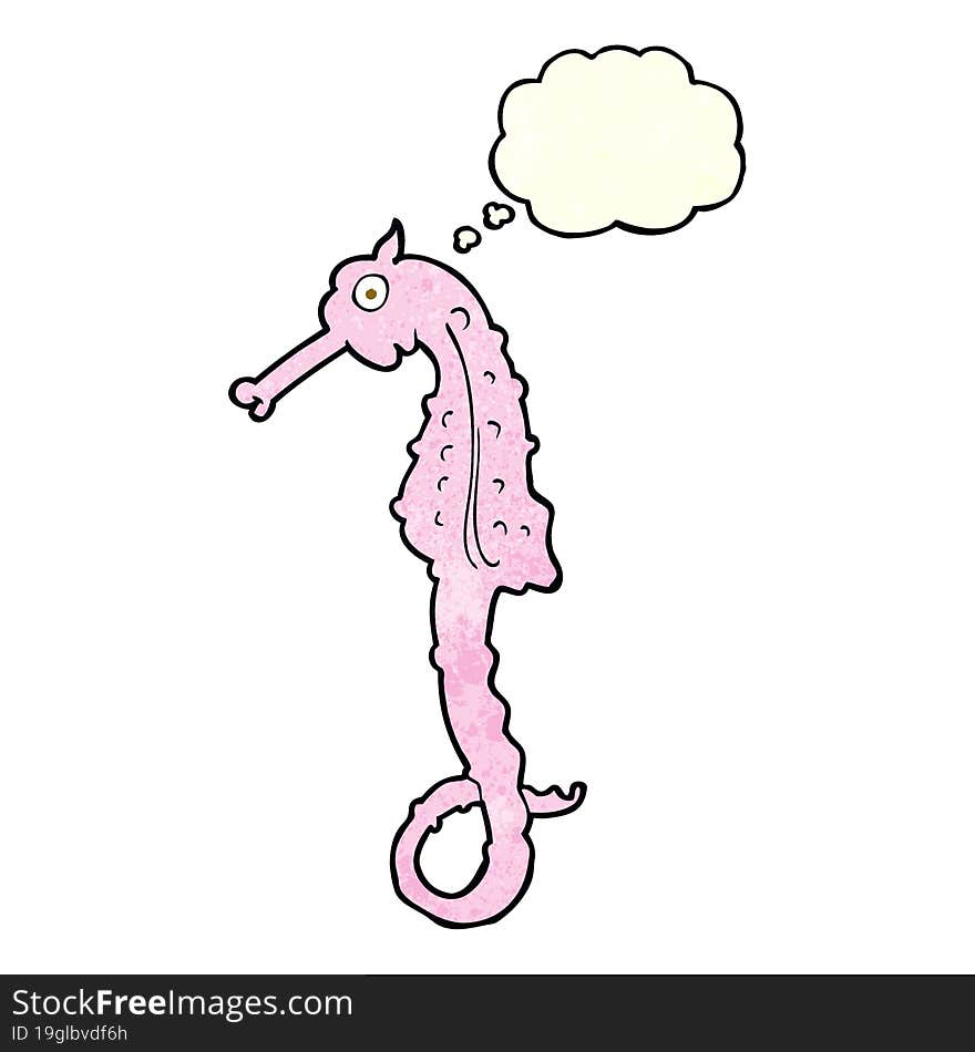 Cartoon Sea Horse With Thought Bubble