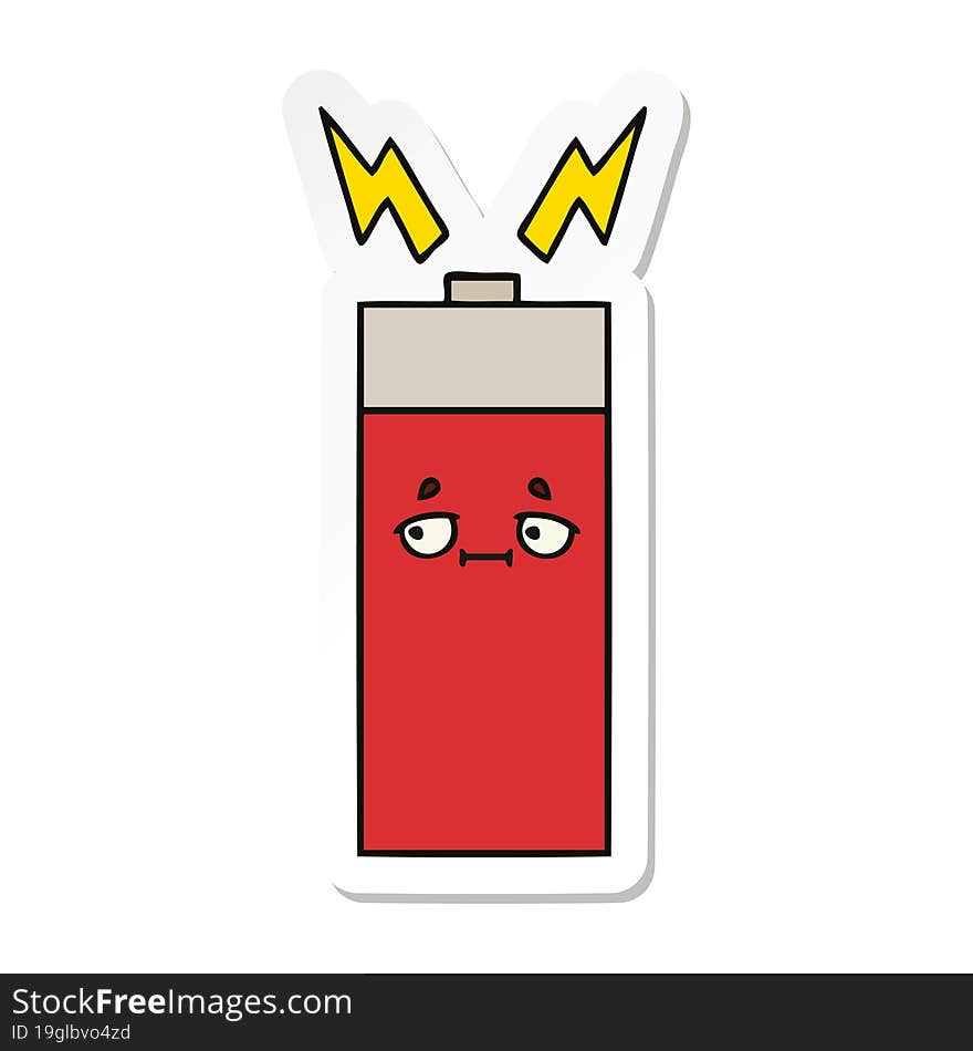 sticker of a cute cartoon battery