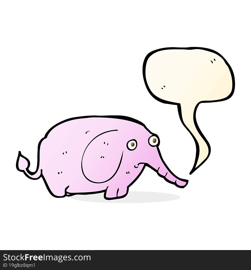 Cartoon Sad Little Elephant With Speech Bubble