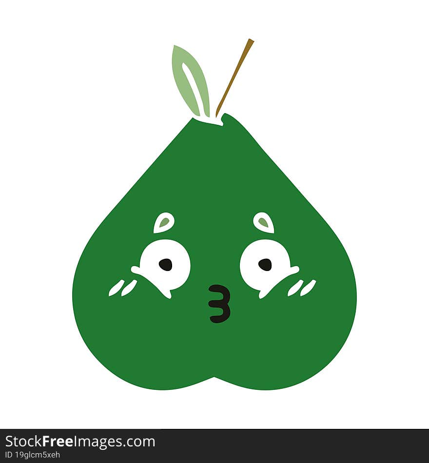 flat color retro cartoon of a pear