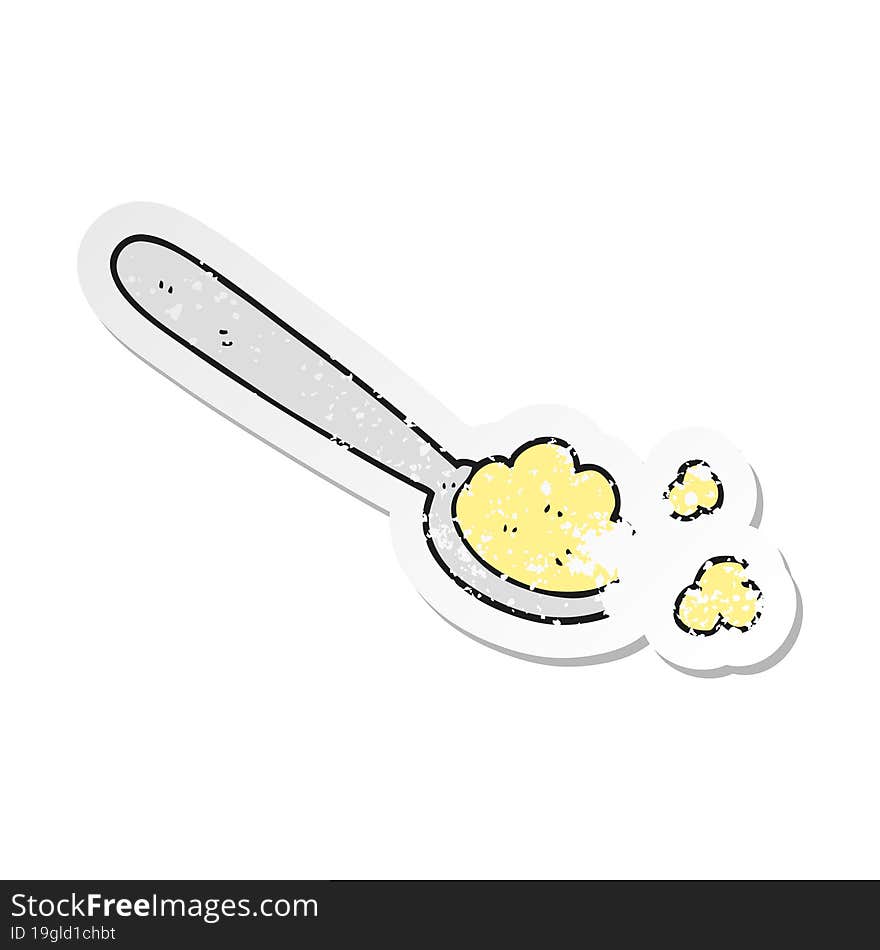 Retro Distressed Sticker Of A Cartoon Spoonful