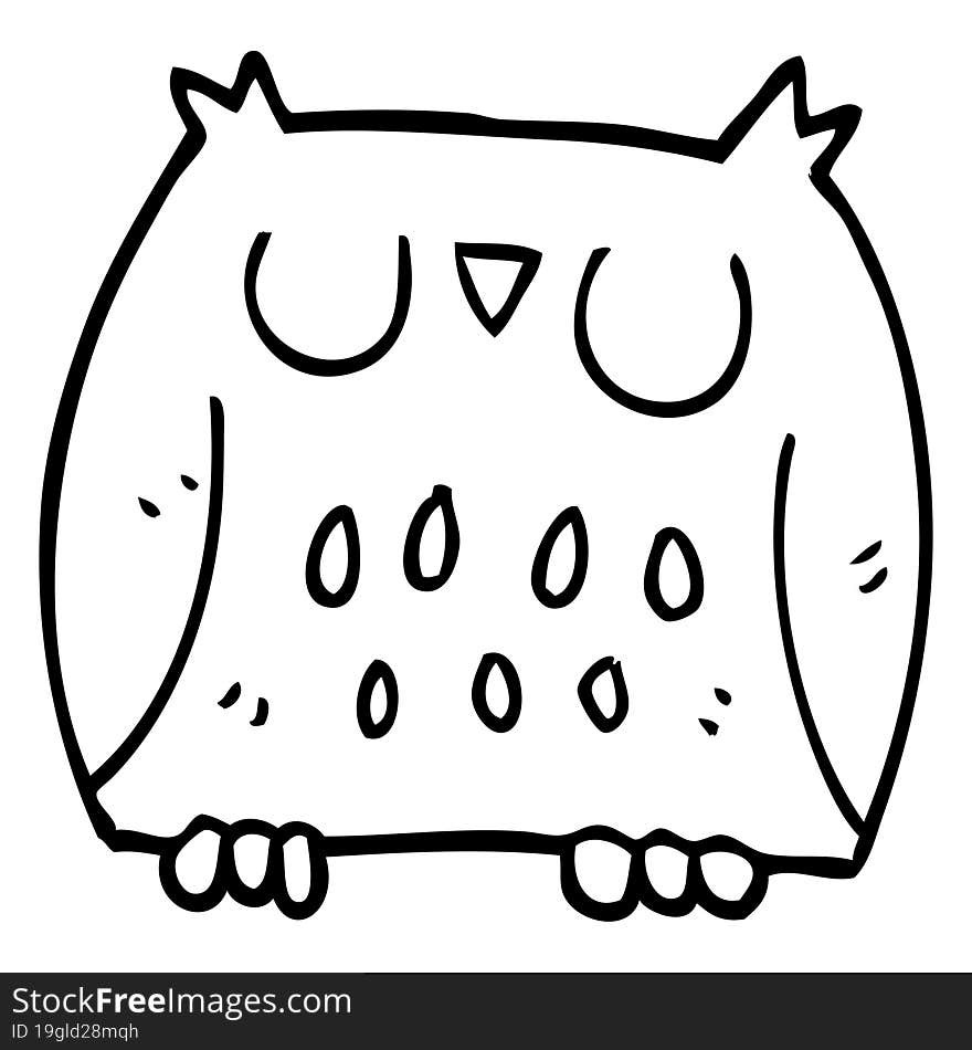 line drawing cartoon happy owl