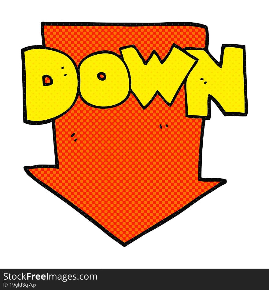 cartoon down arrow symbol