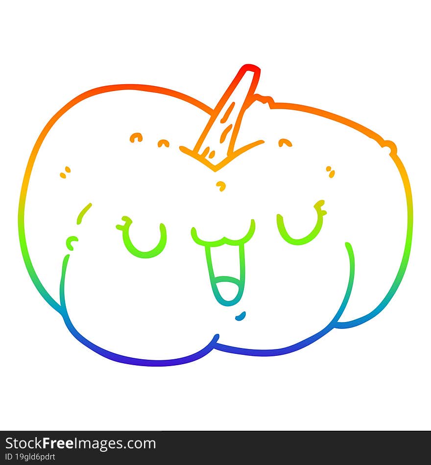 Rainbow Gradient Line Drawing Cartoon Pumpkin