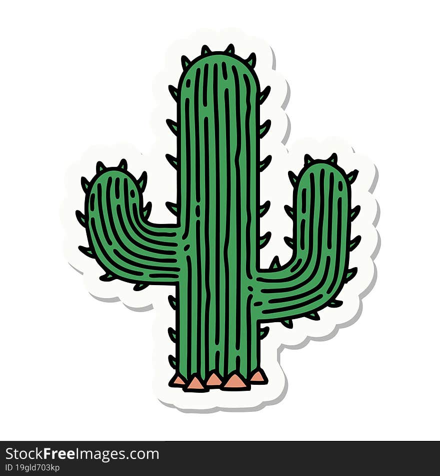 tattoo style sticker of a cactus