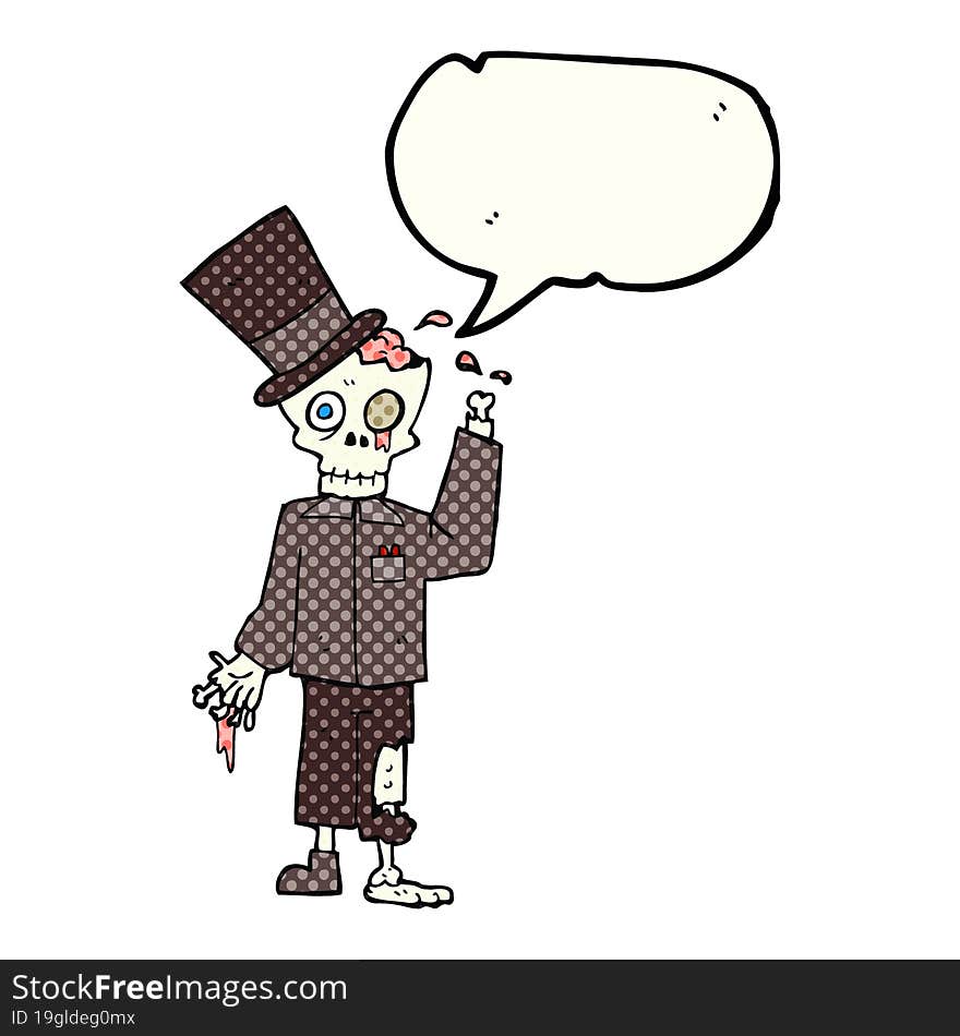 comic book speech bubble cartoon posh zombie