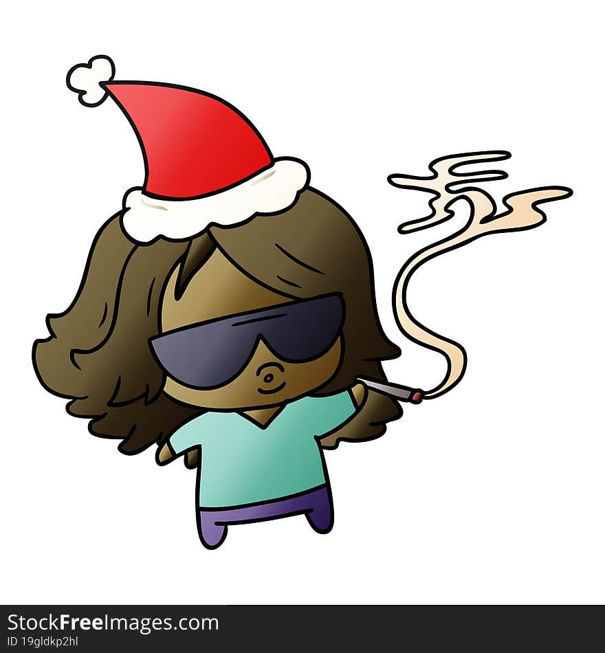 Christmas Gradient Cartoon Of Kawaii Girl