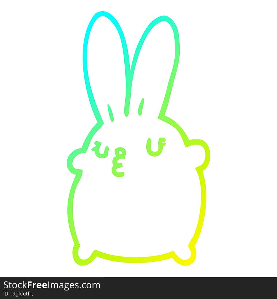 Cold Gradient Line Drawing Cute Cartoon Rabbit