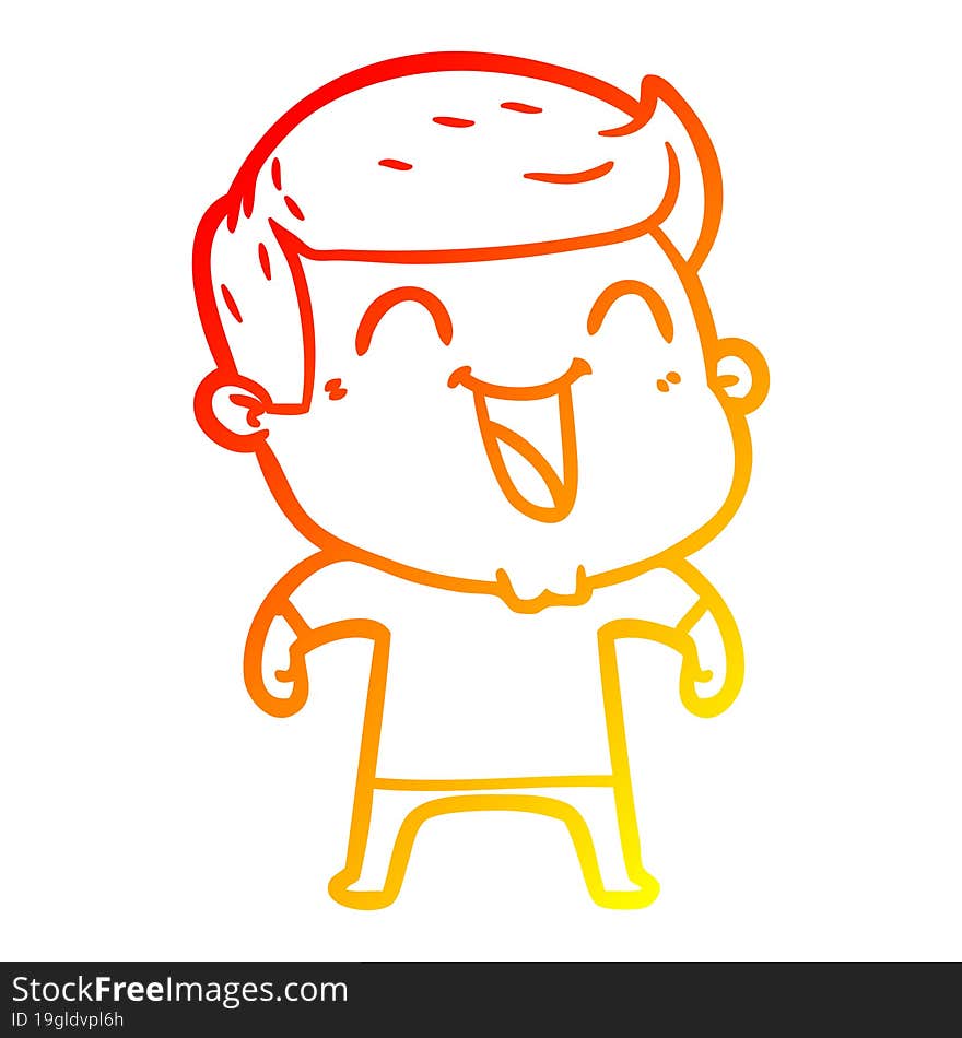 warm gradient line drawing of a cartoon man laughing