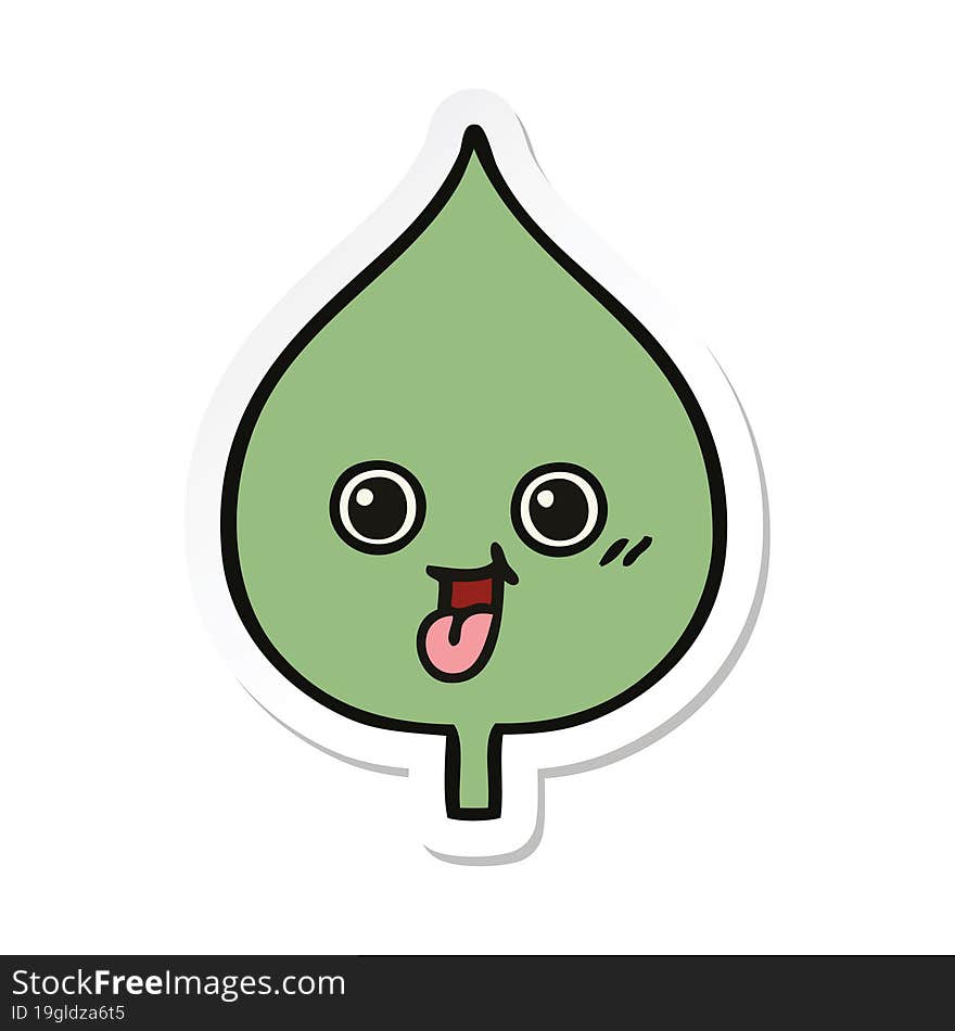 sticker of a cute cartoon expressional leaf