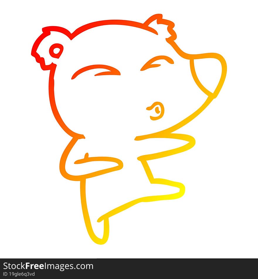 warm gradient line drawing cartoon whistling bear