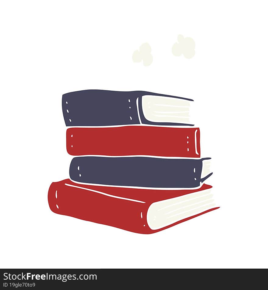 flat color illustration of a cartoon stack of books