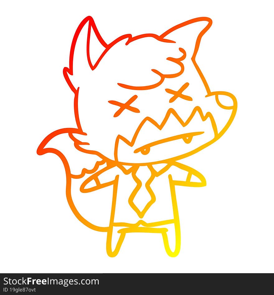 warm gradient line drawing cartoon dead fox