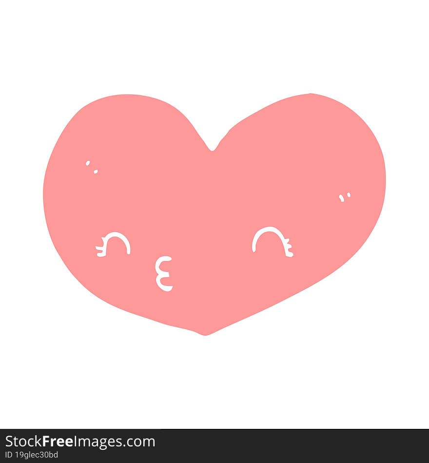 flat color style cartoon heart with face