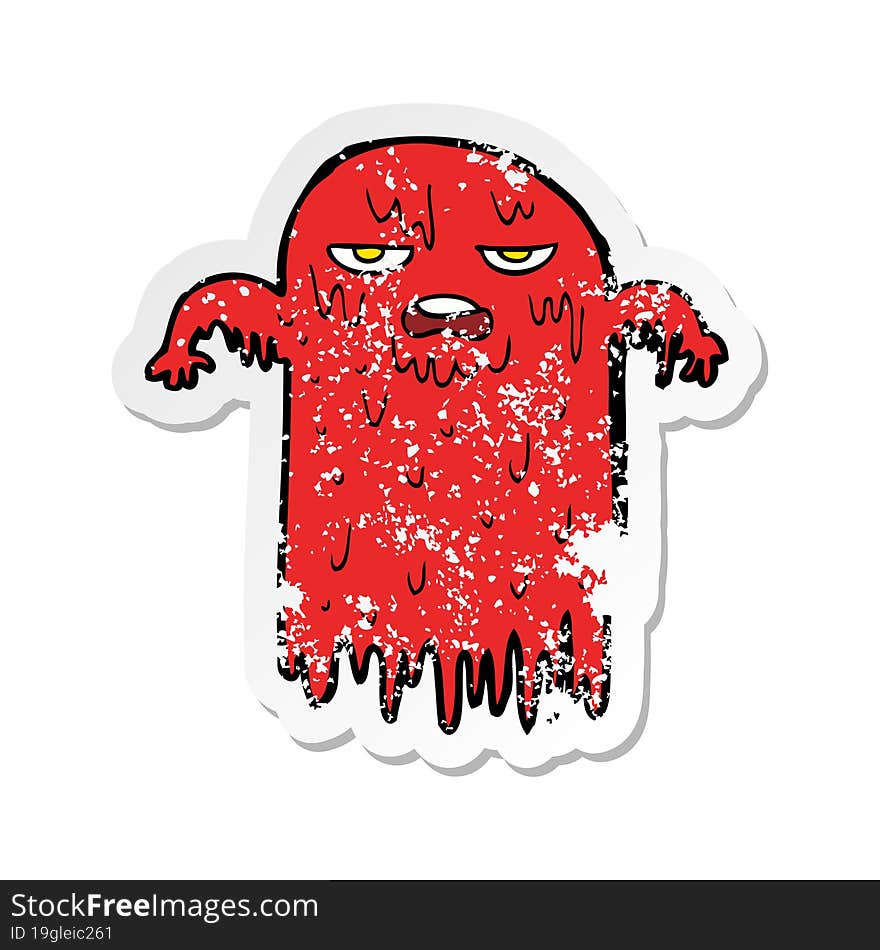 retro distressed sticker of a cartoon spooky ghost