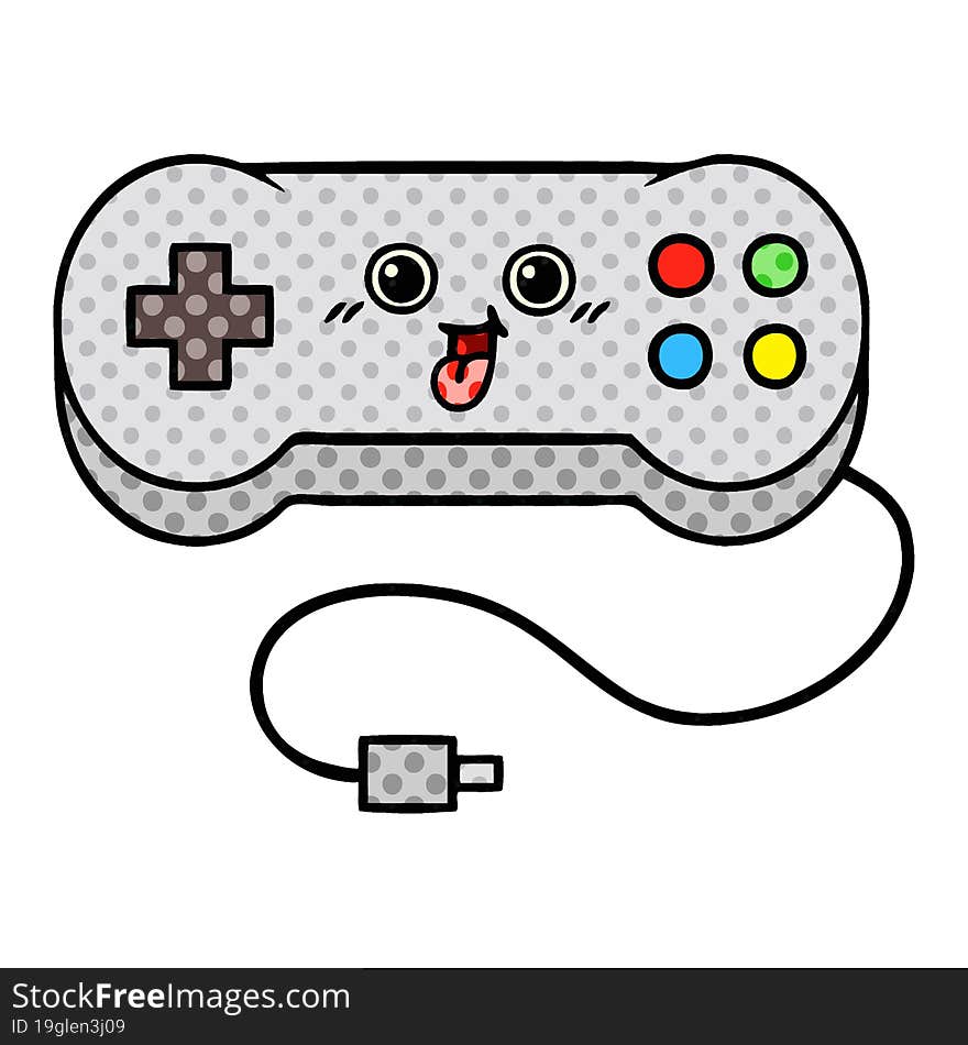 comic book style cartoon game controller