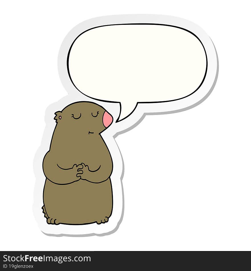 cute cartoon bear and speech bubble sticker