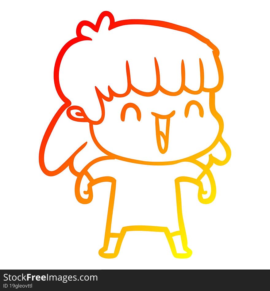 Warm Gradient Line Drawing Cartoon Worried Woman