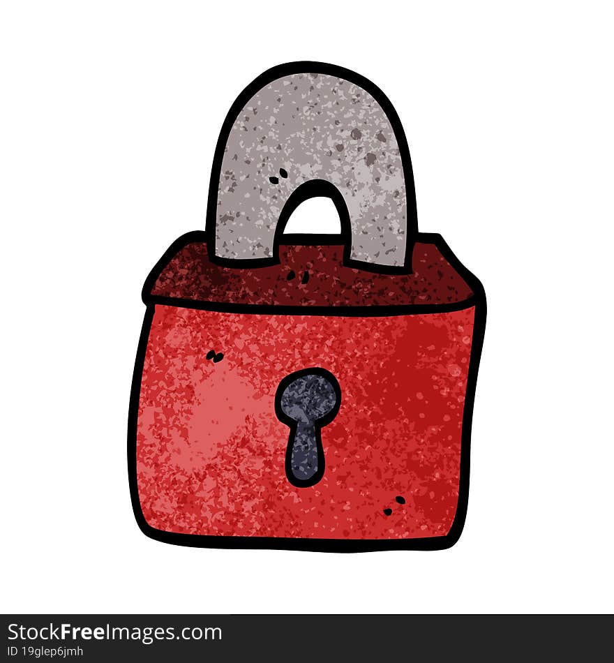 cartoon doodle locked padlock