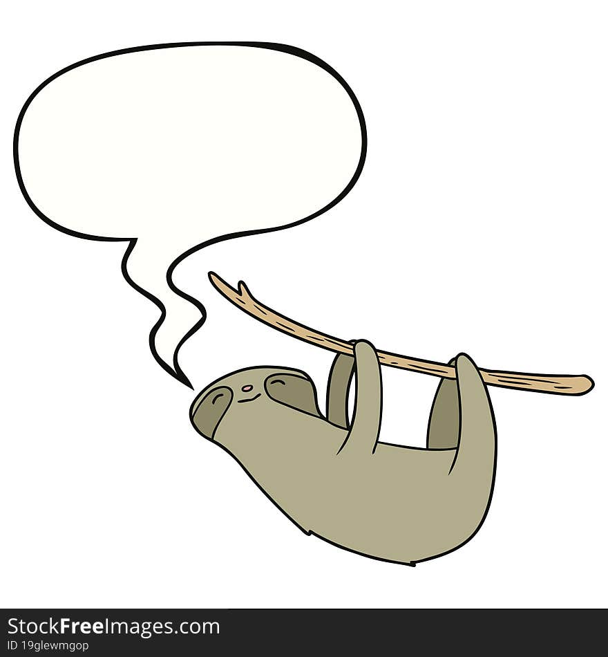 cartoon sloth with speech bubble. cartoon sloth with speech bubble