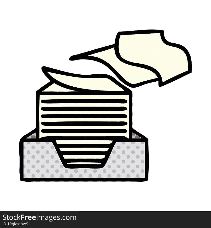 Comic Book Style Cartoon Stack Of Office Papers