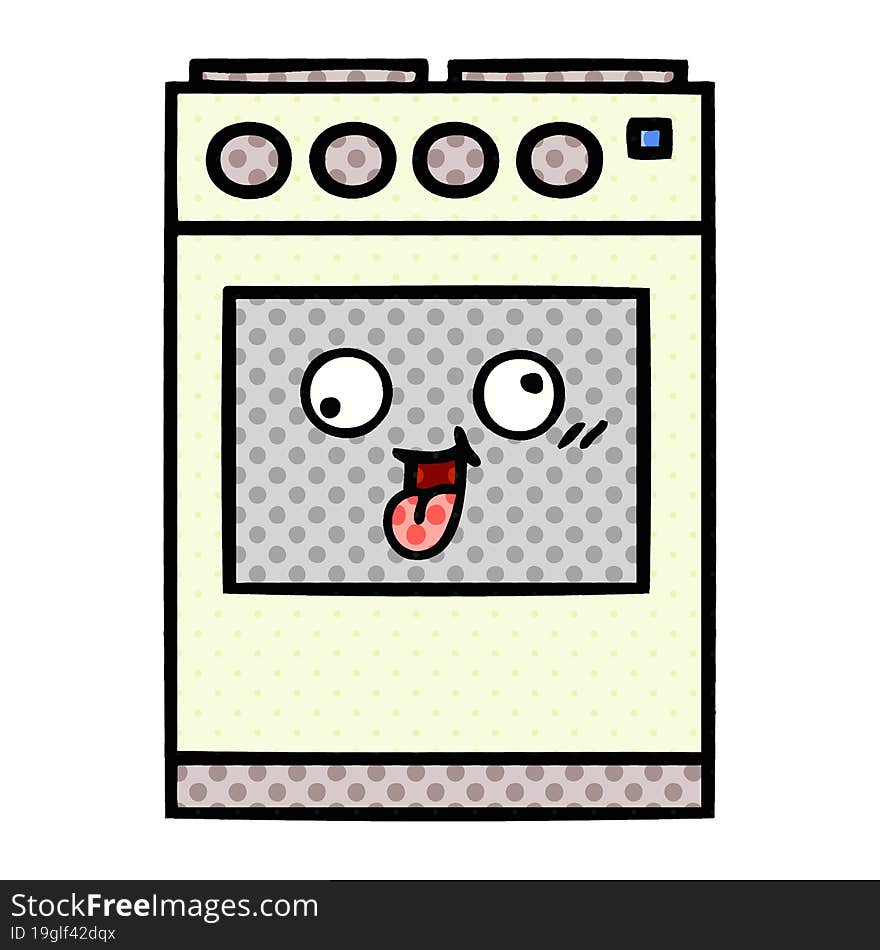 Comic Book Style Cartoon Kitchen Oven