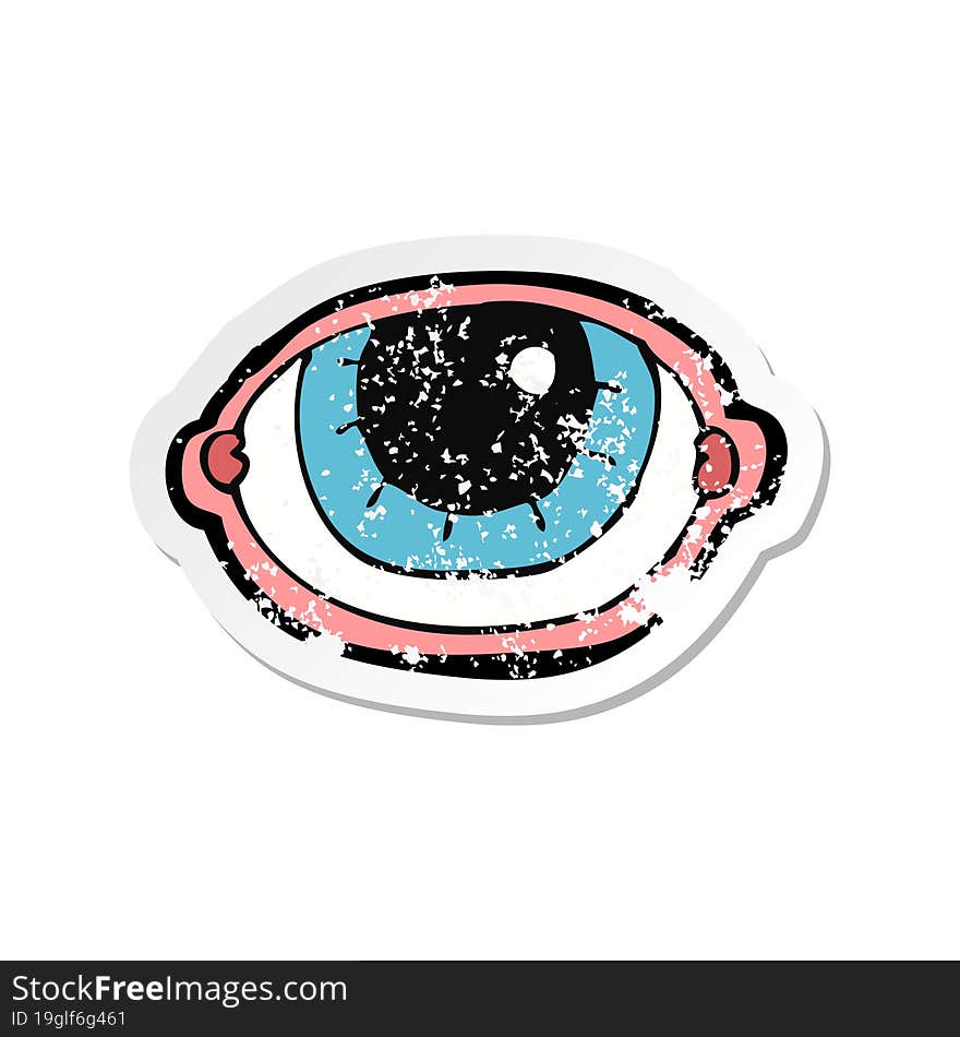 retro distressed sticker of a cartoon staring eye