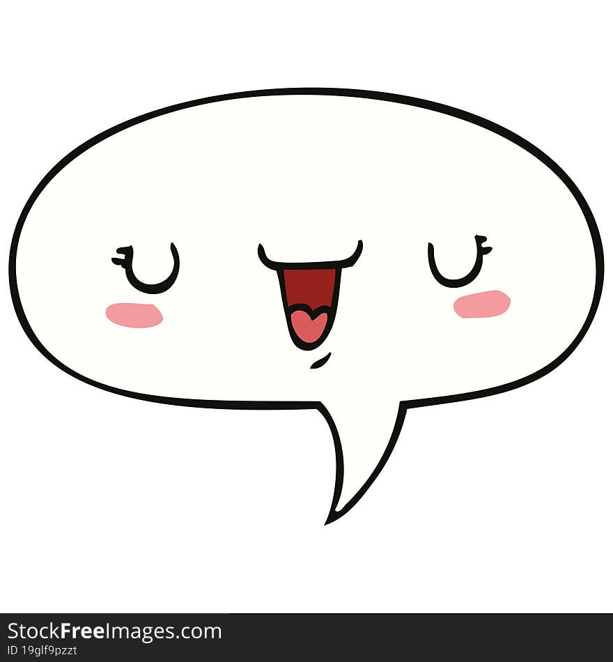 Cute Happy Face Cartoon And Speech Bubble