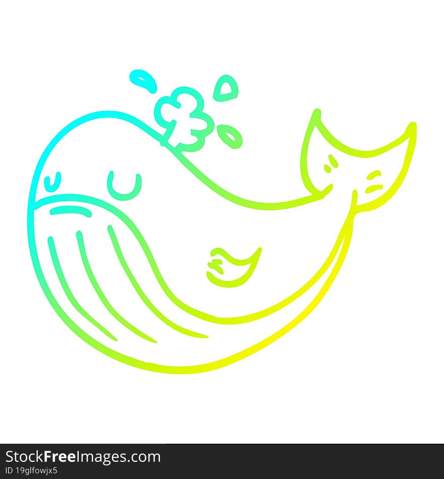 cold gradient line drawing cartoon whale