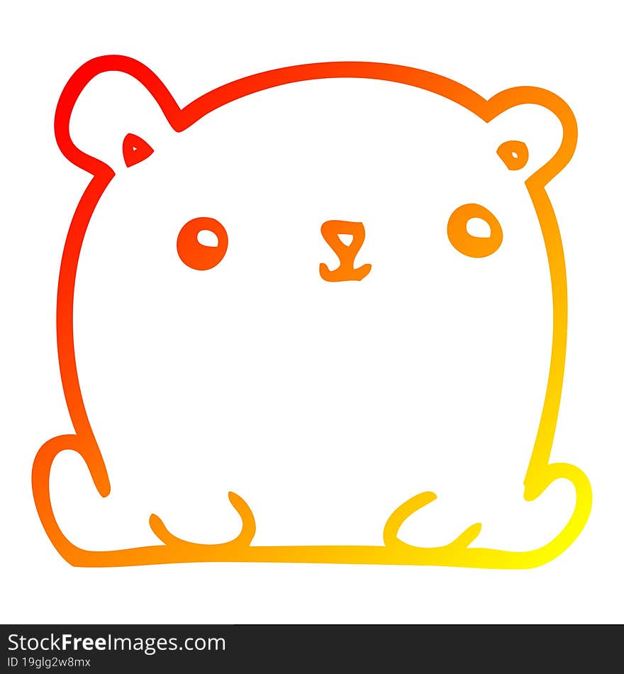 Warm Gradient Line Drawing Cute Cartoon Bear