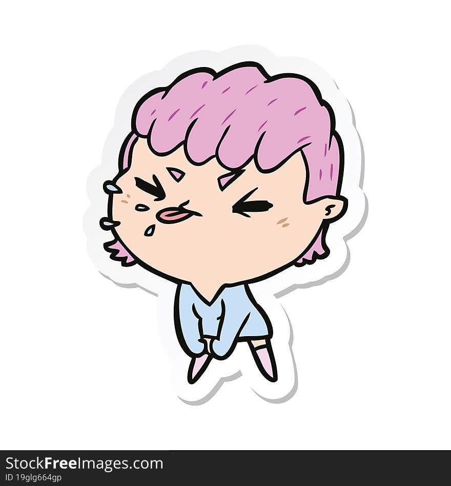 sticker of a cartoon rude girl