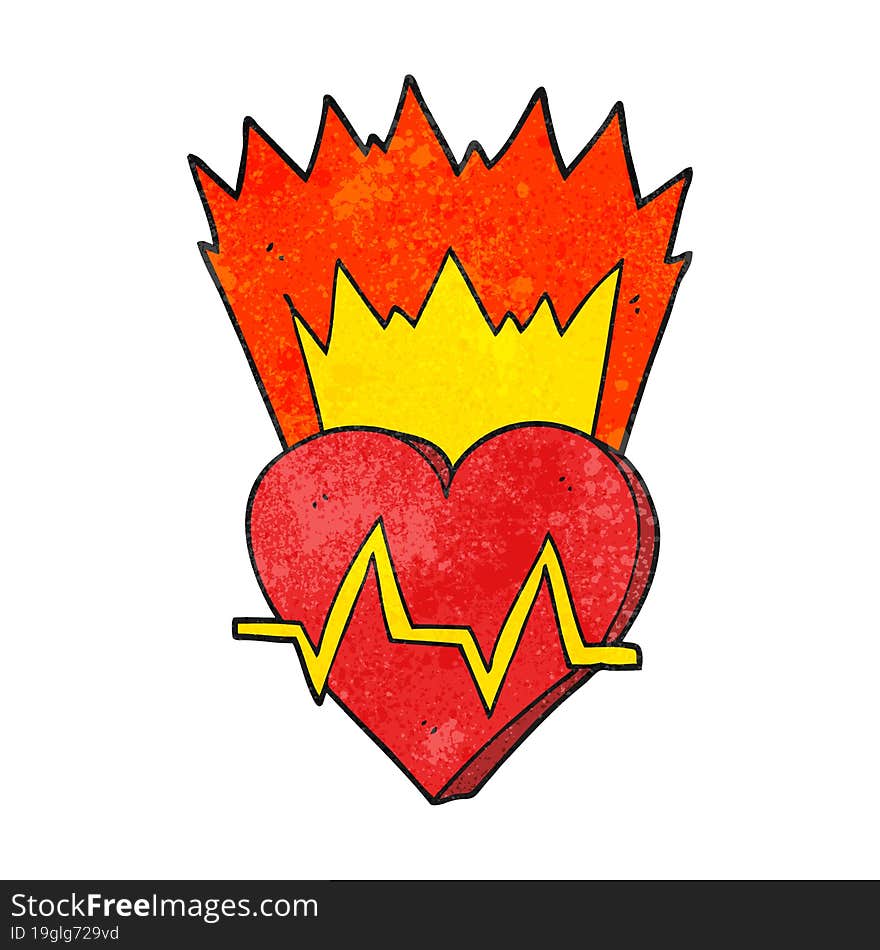 freehand textured cartoon heart rate